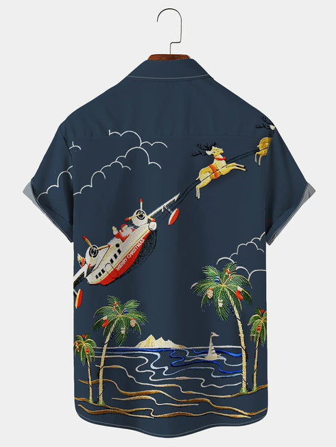 Men's Christmas Funny Graphic Short Sleeve Hawaiian Shirt